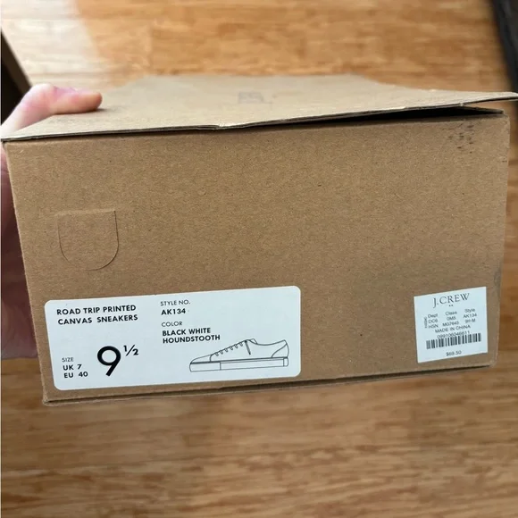 J.Crew factory Road Trip printed canvas sneakers. Houndstooth. Size 9.5. NWT - Picture 3 of 3